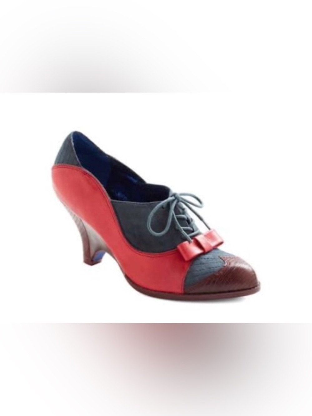 Poetic License Force of Beauty Heels Red Blue Bow Lace Up 7.5